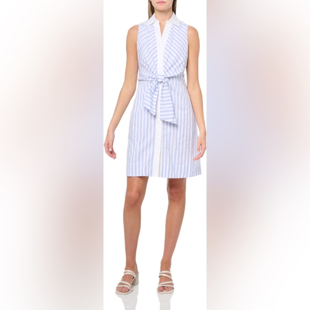 Eliza J stripped sleeveless stripped shirtdress